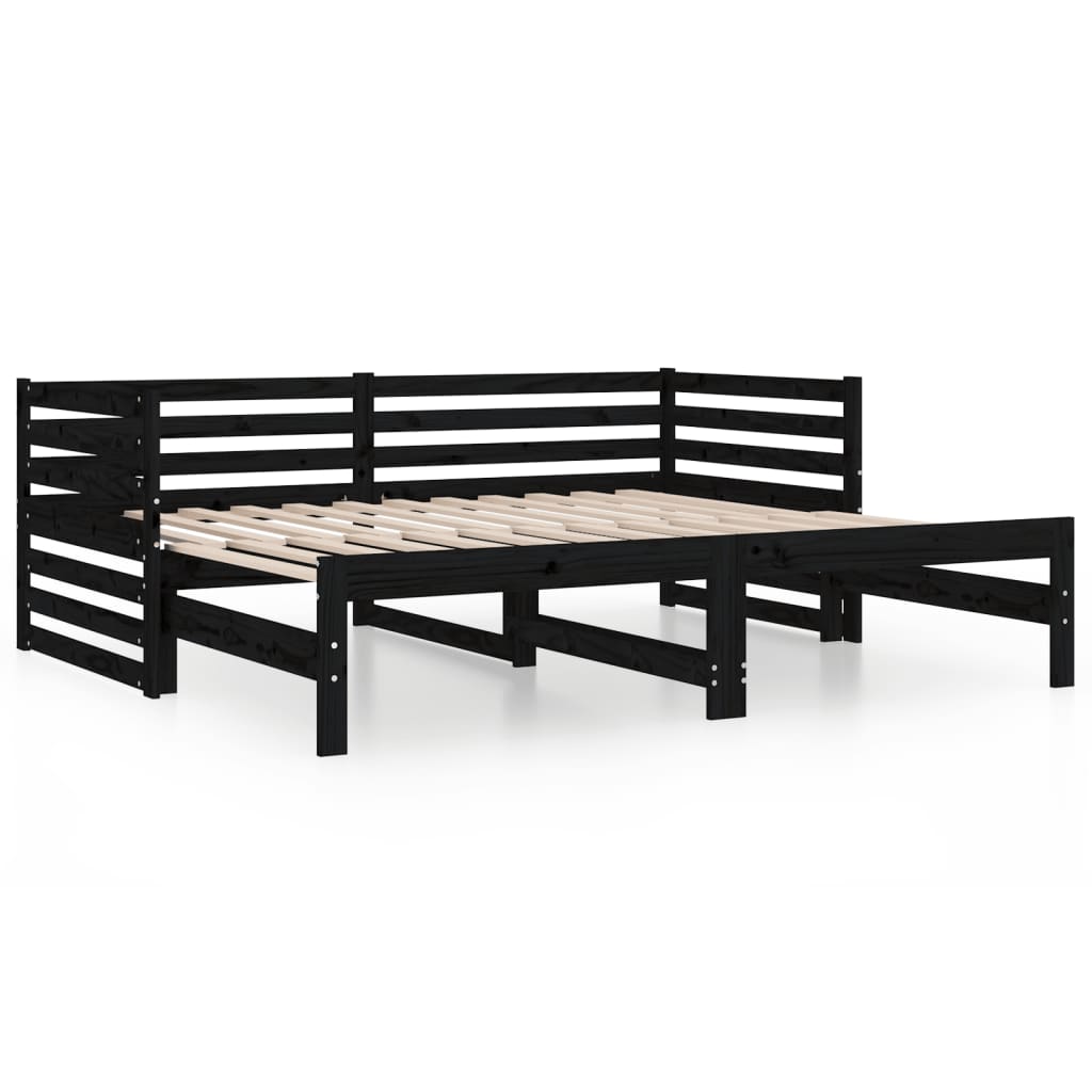 Daybed Extendable Black 2x(80x200) cm Solid Pine