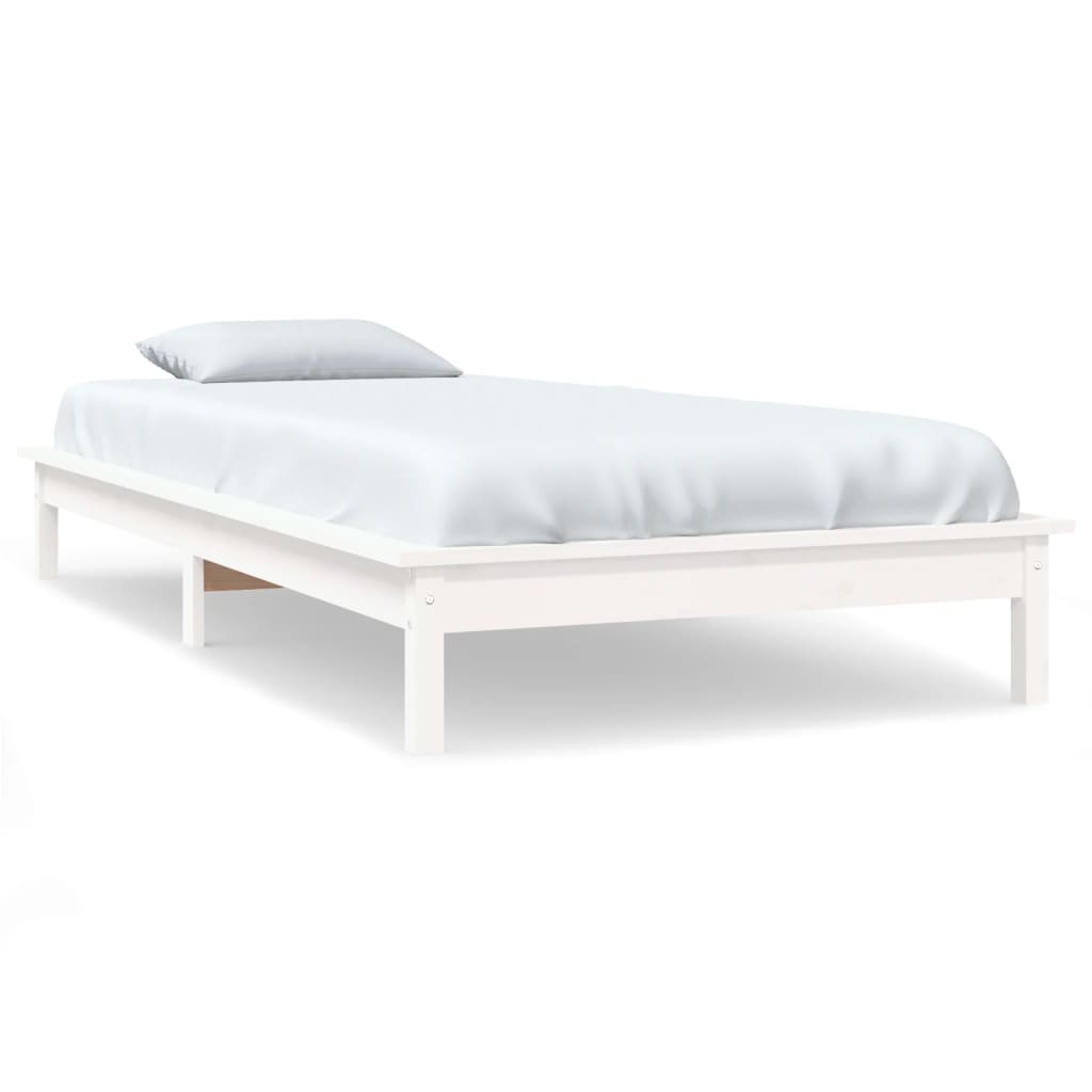 Solid wood bed white 90x200 cm pine