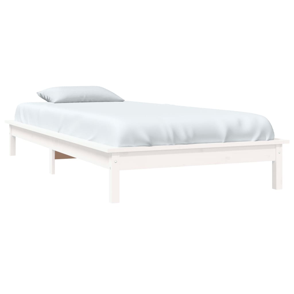 Solid wood bed white 90x200 cm pine