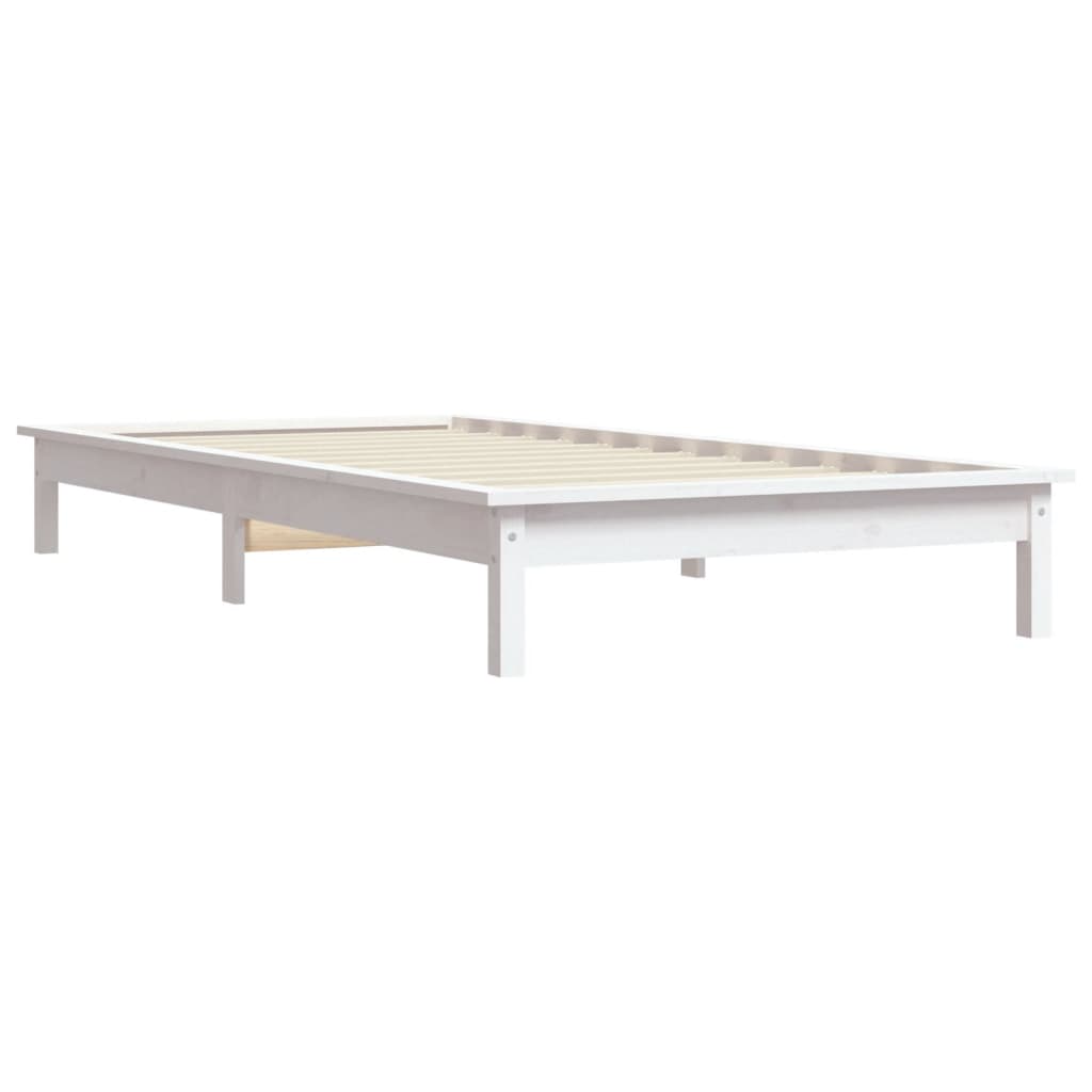 Solid wood bed white 90x200 cm pine