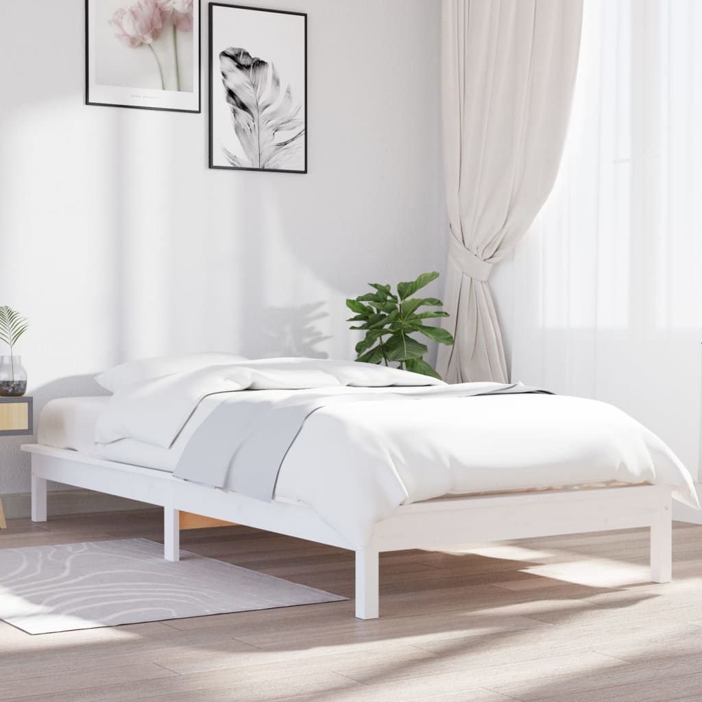 Solid wood bed white 90x200 cm pine