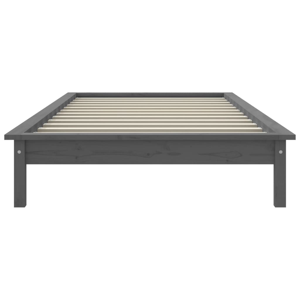 Solid wood bed gray 90x200 cm pine