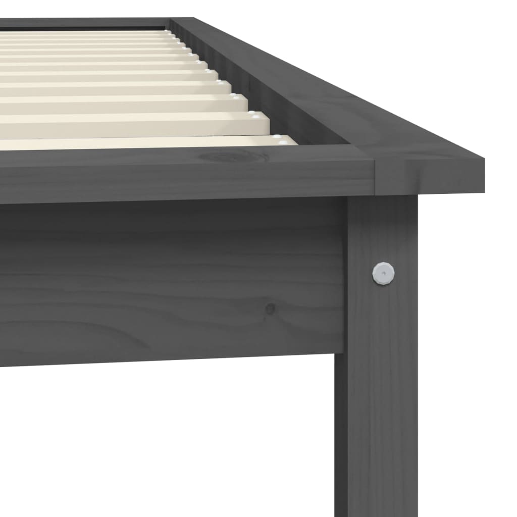 Solid wood bed gray 90x200 cm pine