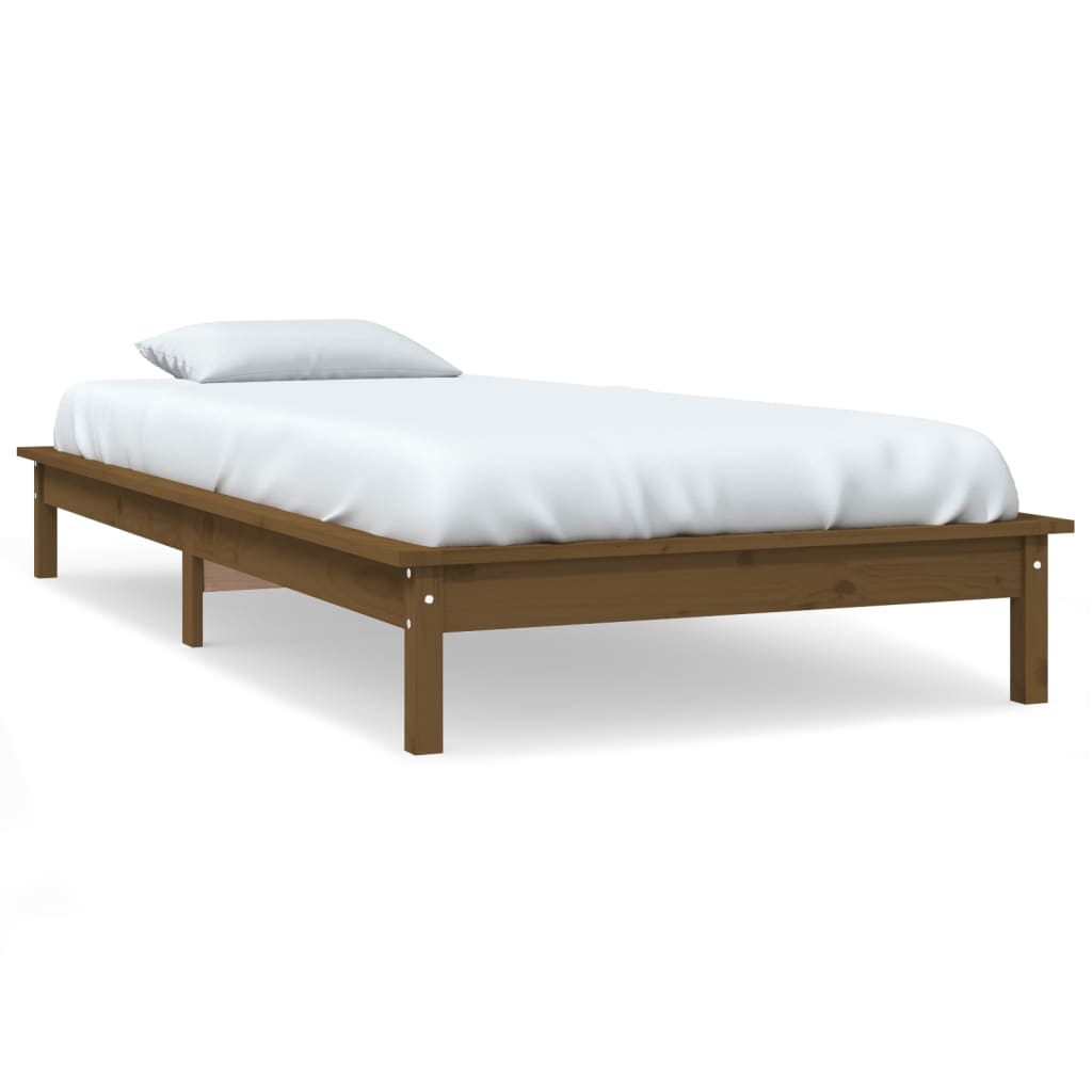 Solid wood bed honey brown 90x200 cm pine