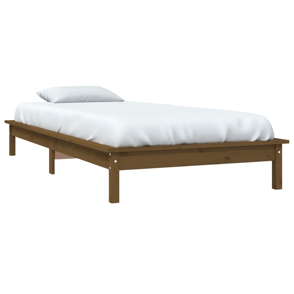 Solid wood bed honey brown 90x200 cm pine