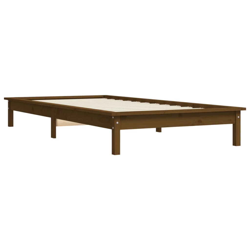 Solid wood bed honey brown 90x200 cm pine