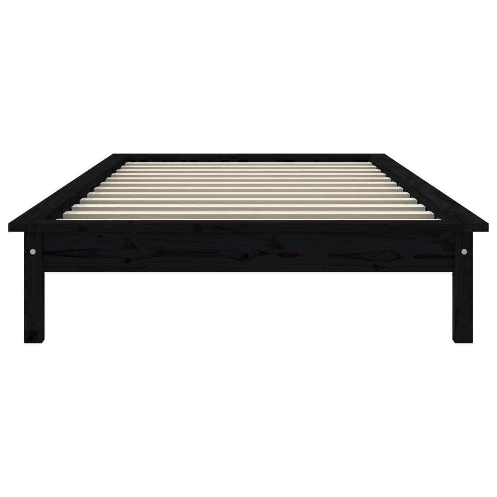 Solid wood bed black 90x200 cm pine