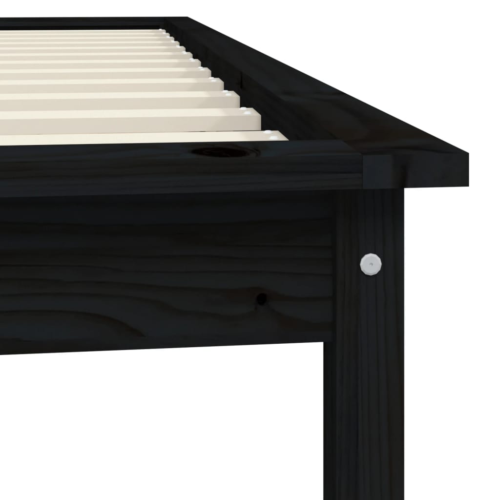 Solid wood bed black 90x200 cm pine