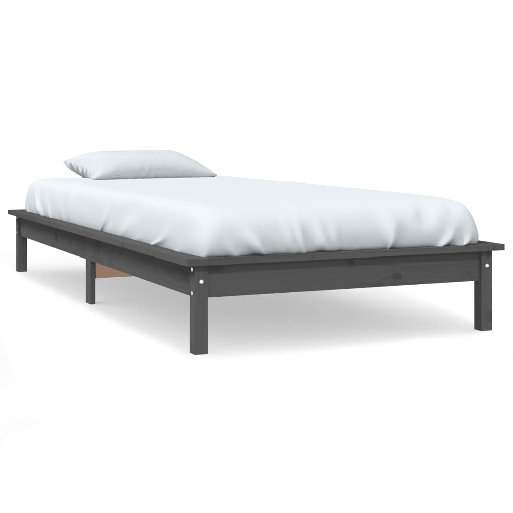 Solid wood bed gray 100x200 cm pine