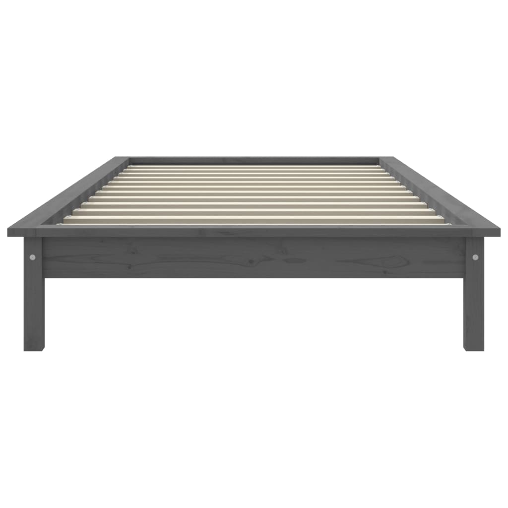 Solid wood bed gray 100x200 cm pine