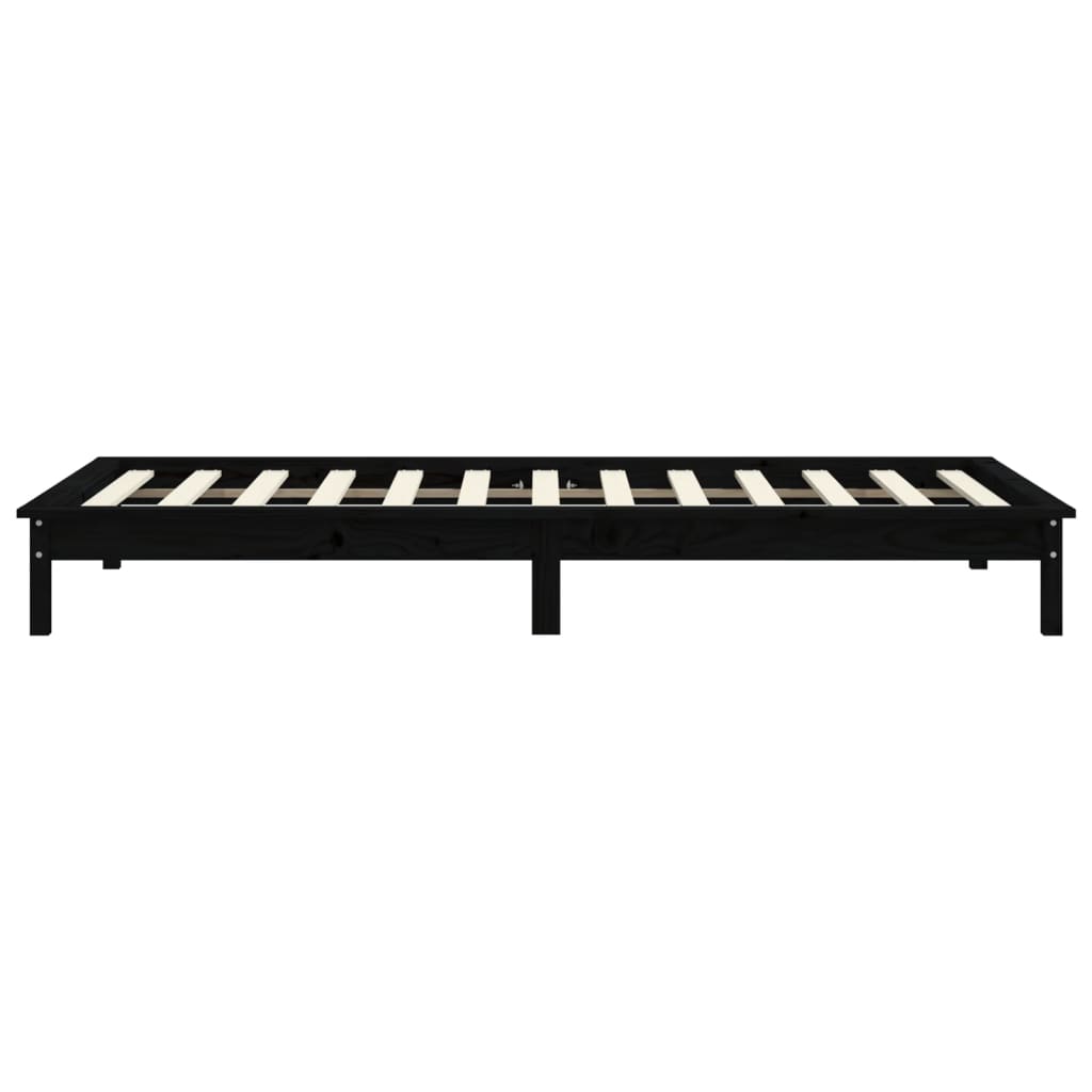 Solid wood bed black 100x200 cm pine