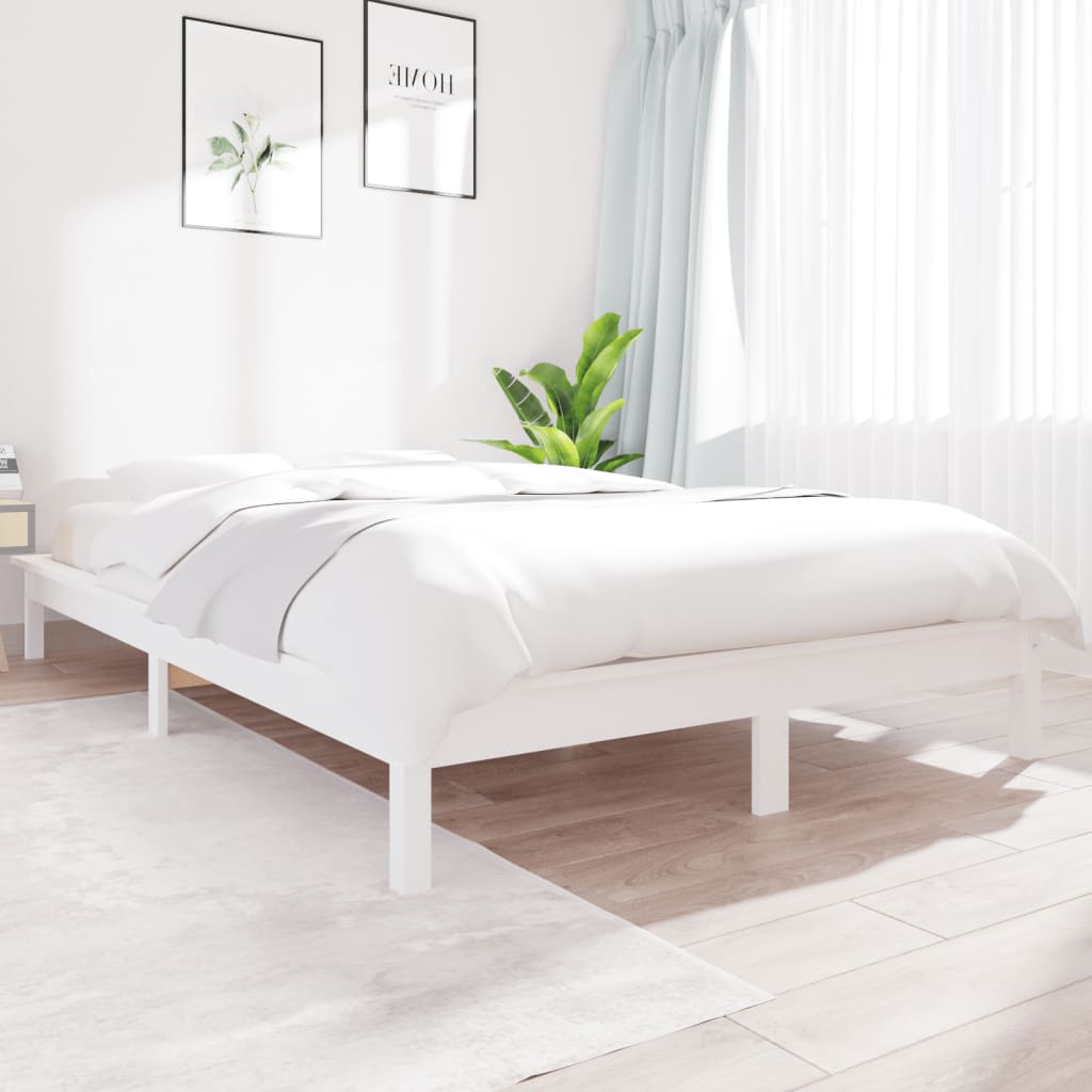 Solid wood bed white 120x200 cm pine