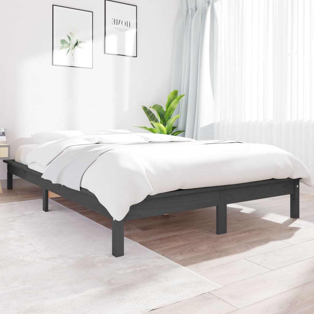 Solid wood bed gray 120x200 cm pine