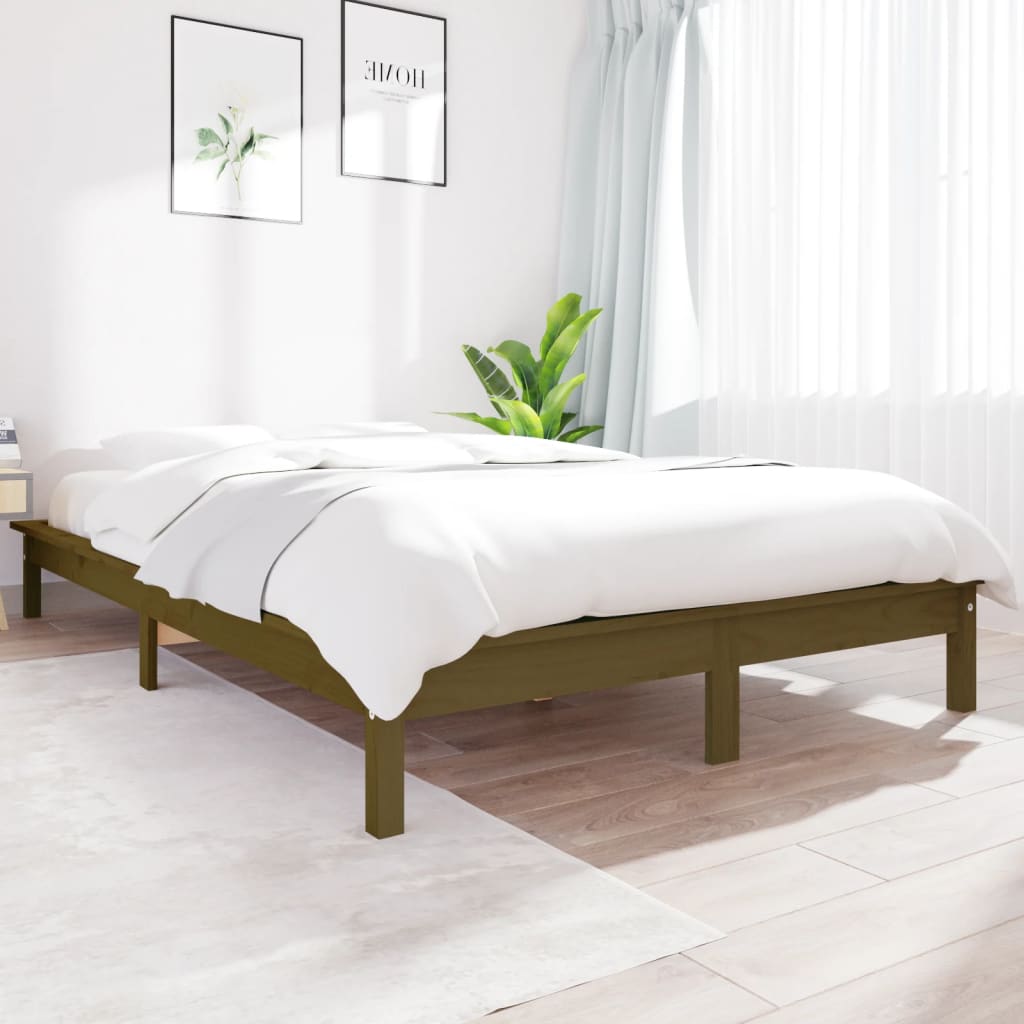 Solid wood bed honey brown 120x200 cm pine