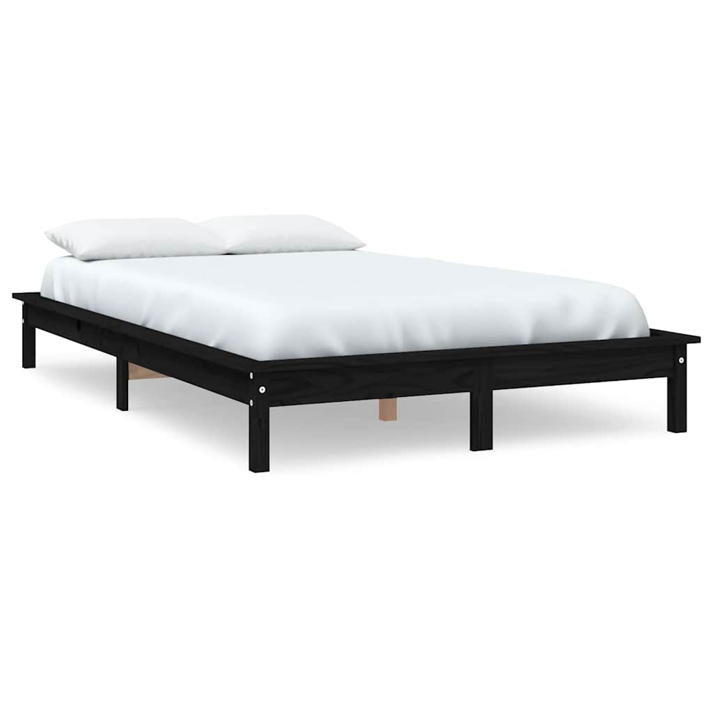 Solid wood bed black 120x200 cm pine