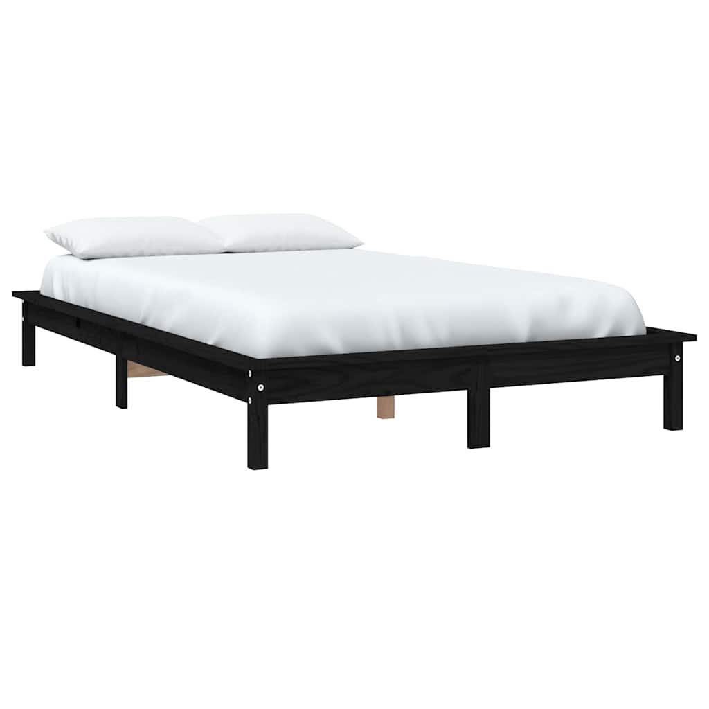 Solid wood bed black 120x200 cm pine