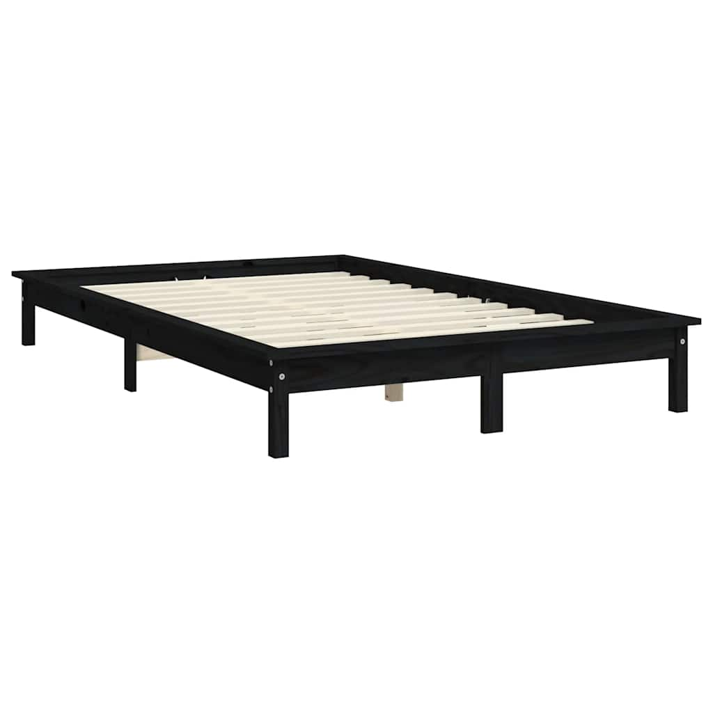 Solid wood bed black 120x200 cm pine