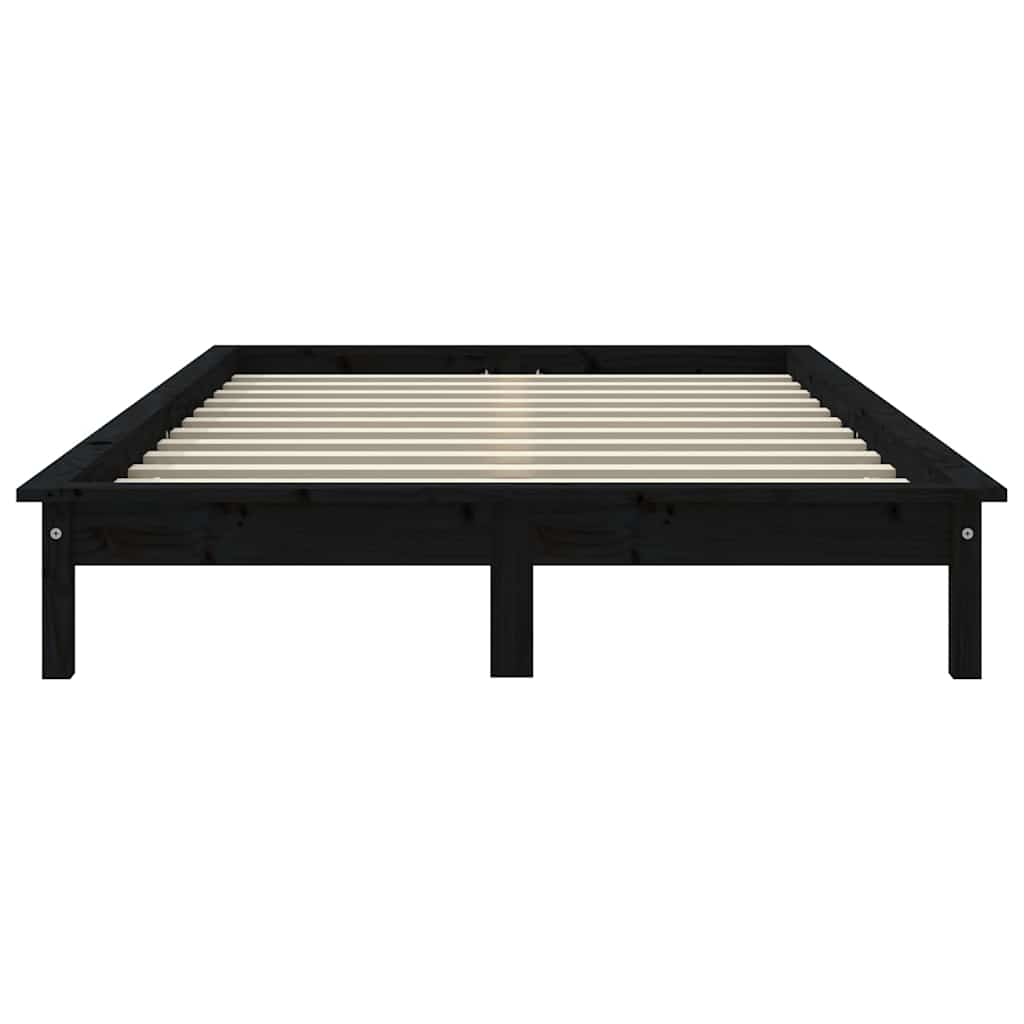 Solid wood bed black 120x200 cm pine