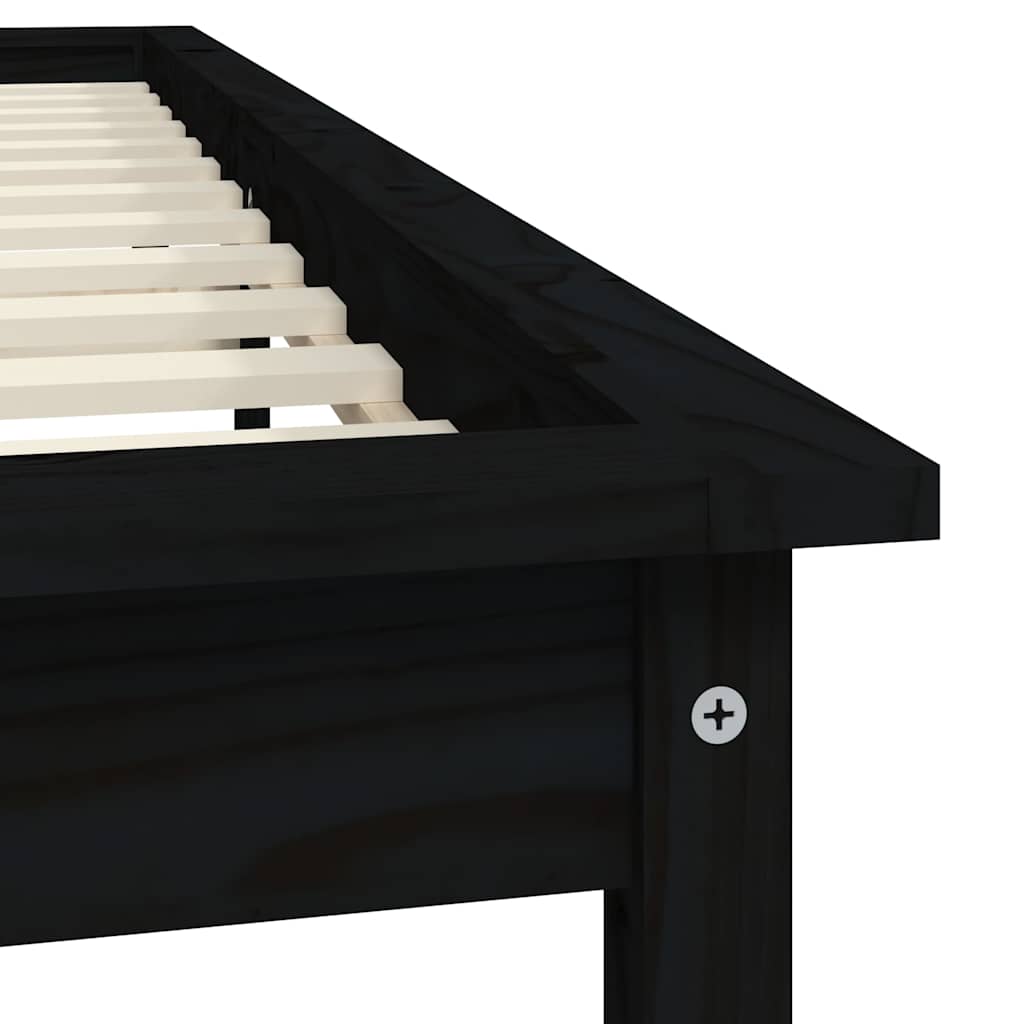 Solid wood bed black 120x200 cm pine