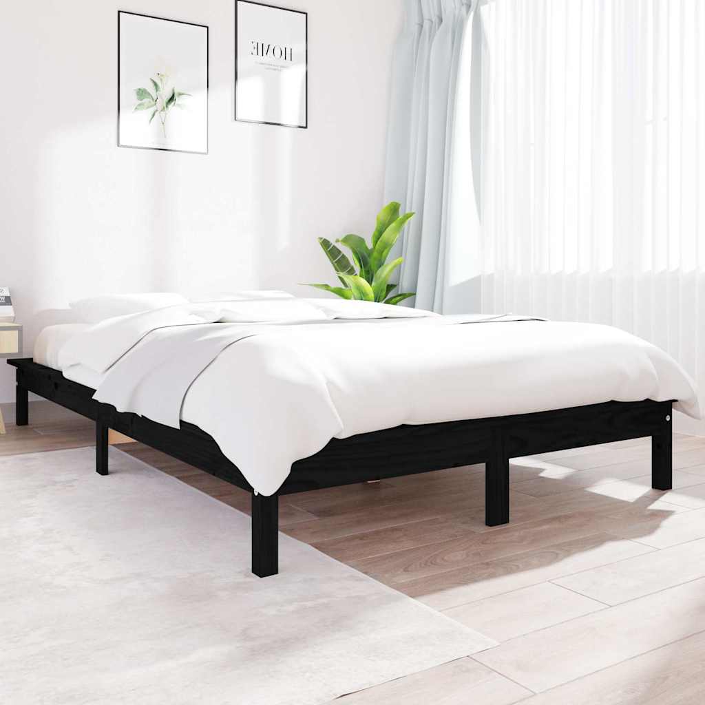 Solid wood bed black 120x200 cm pine