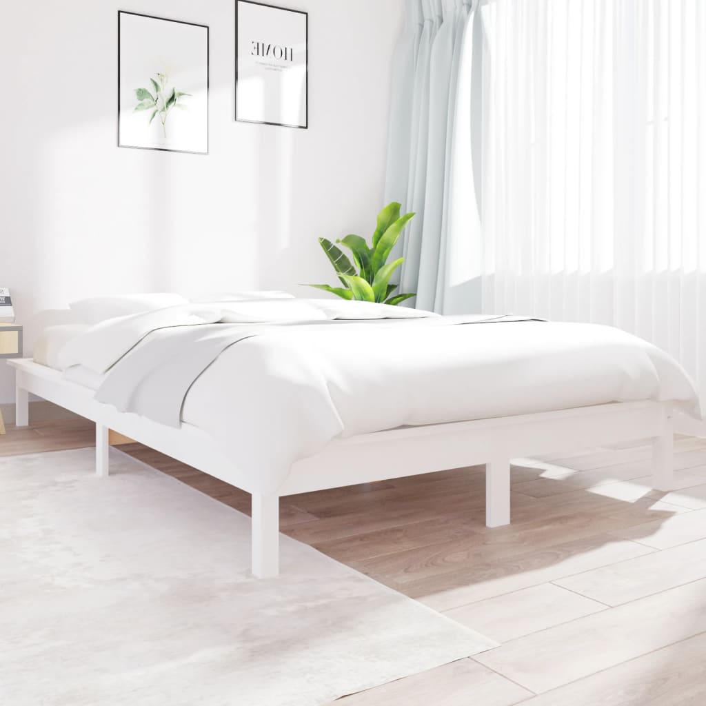 Solid wood bed white 140x200 cm pine