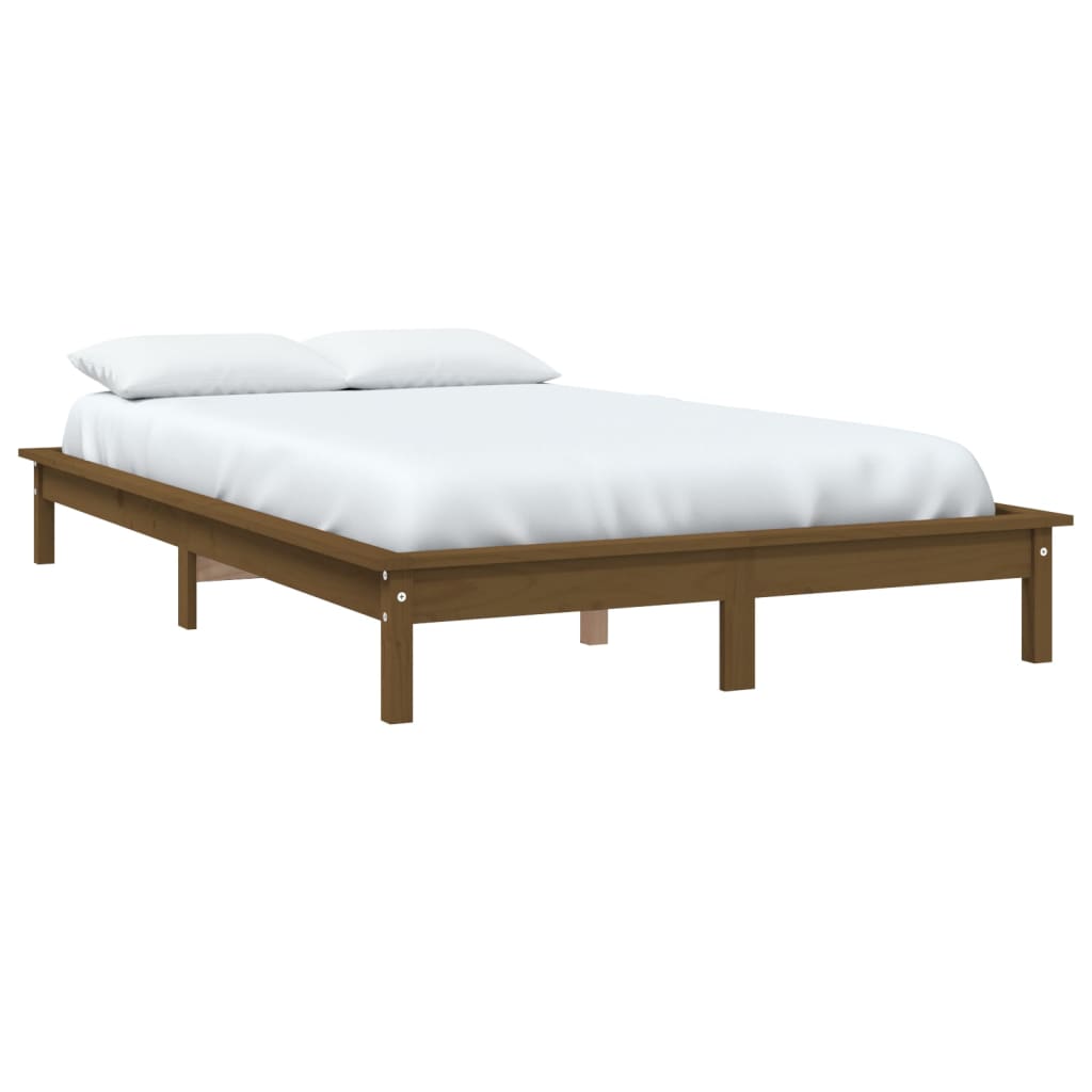 Solid wood bed honey brown 140x200 cm pine