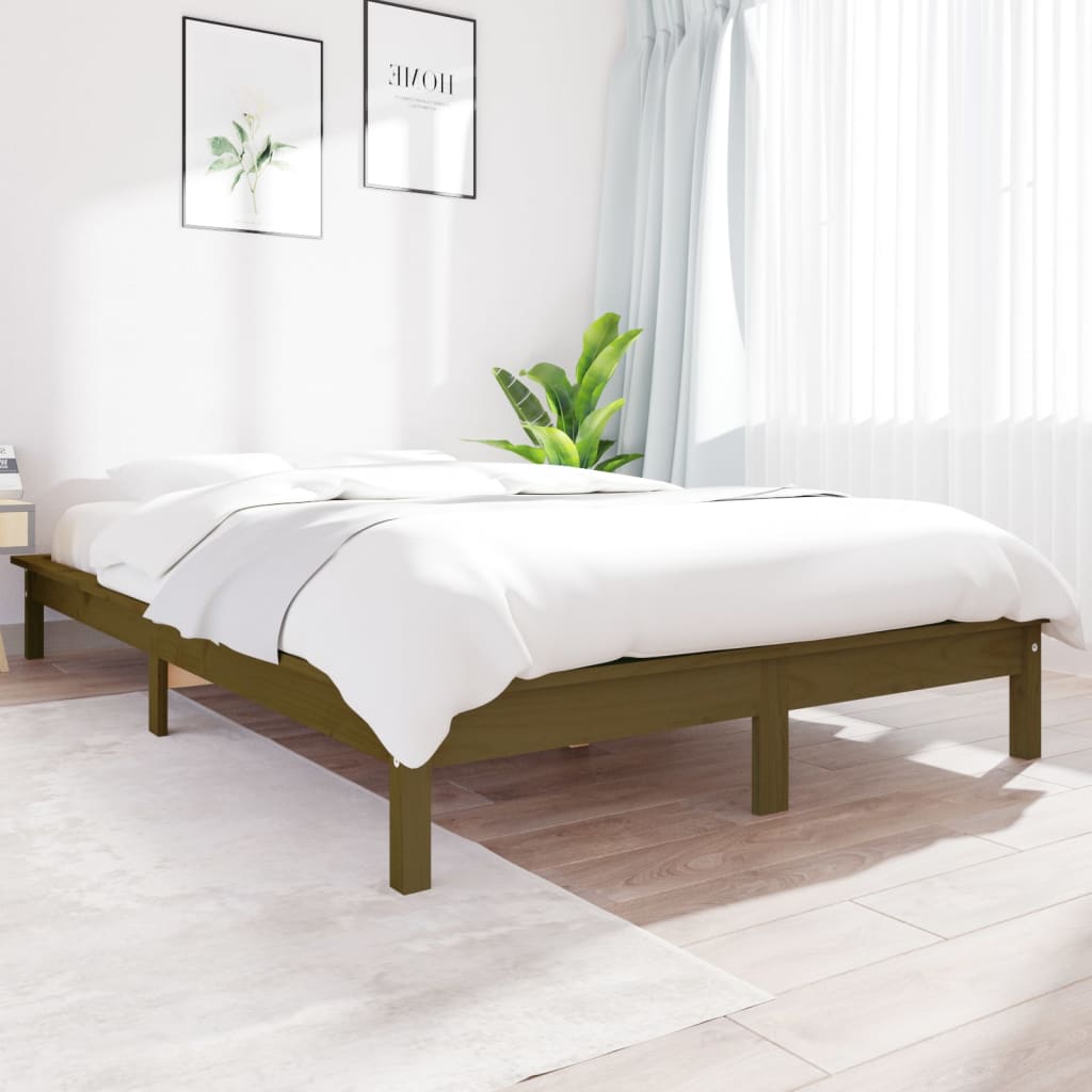 Solid wood bed honey brown 140x200 cm pine