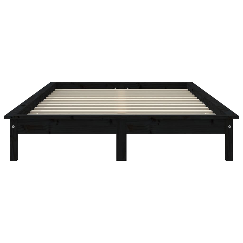 Solid wood bed black 140x200 cm pine