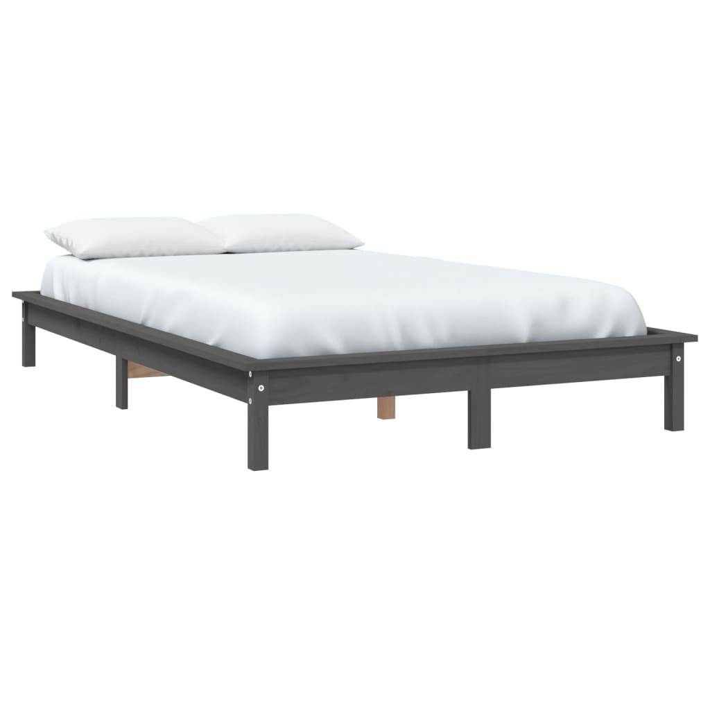 Solid wood bed gray 150x200 cm pine