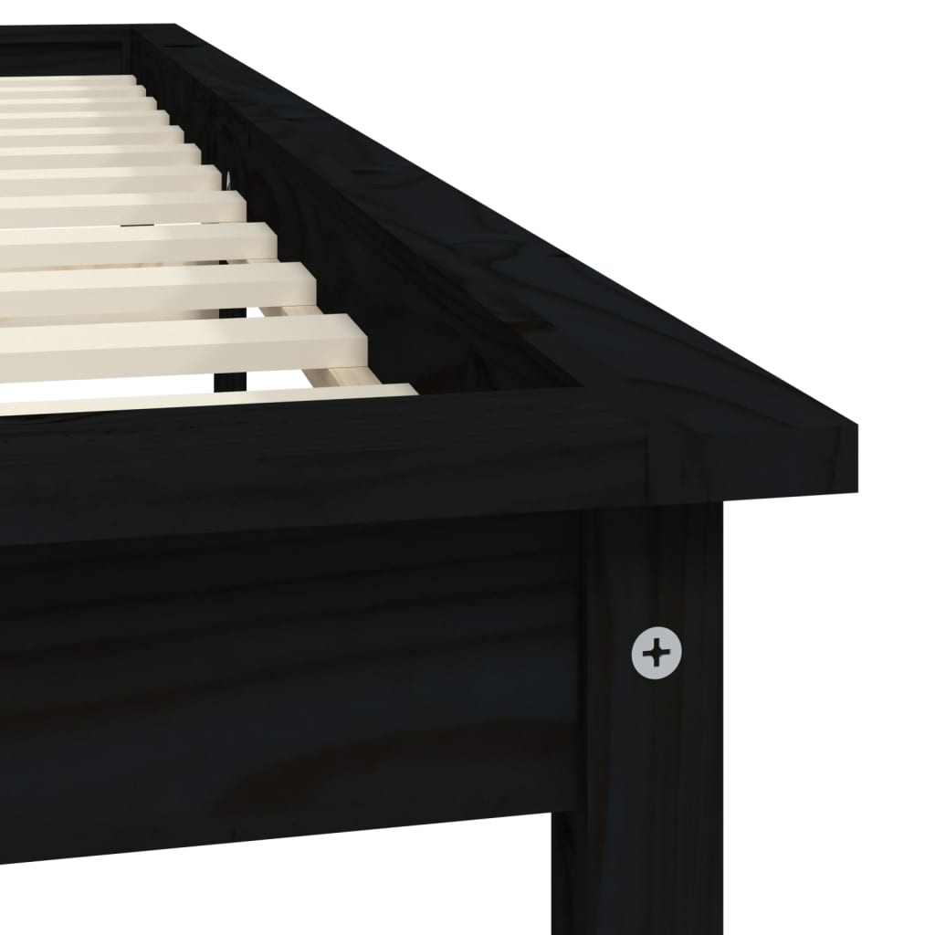 Solid wood bed black 150x200 cm pine