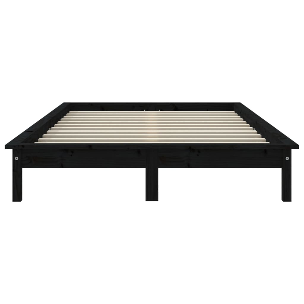 Solid wood bed black 160x200 cm pine