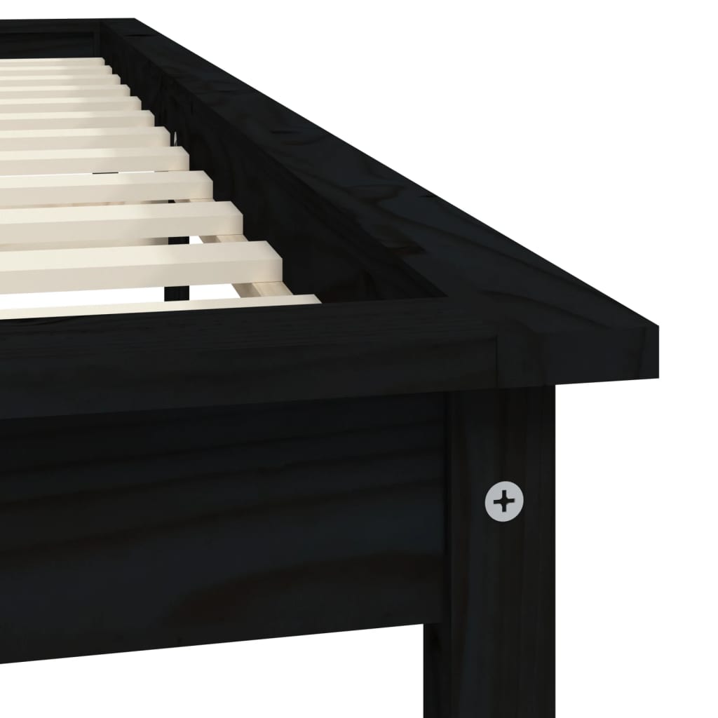 Solid wood bed black 160x200 cm pine