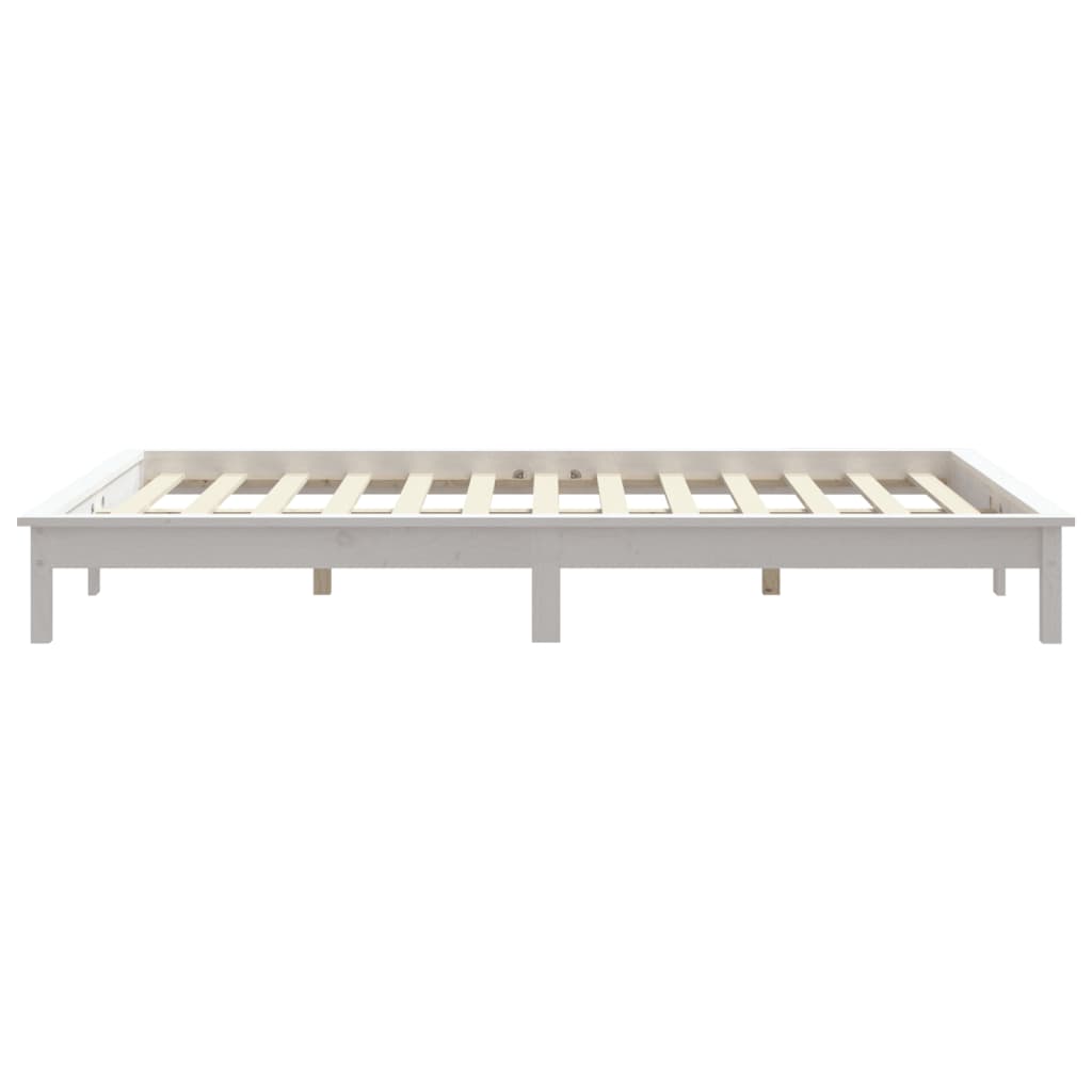 Solid wood bed white 200x200 cm pine