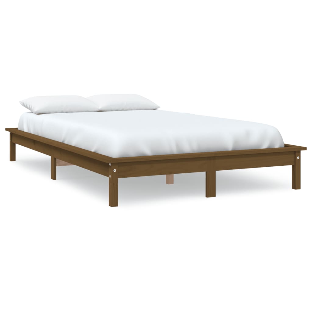 Solid wood bed honey brown 200x200 cm pine