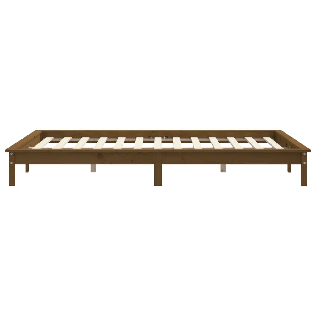 Solid wood bed honey brown 200x200 cm pine