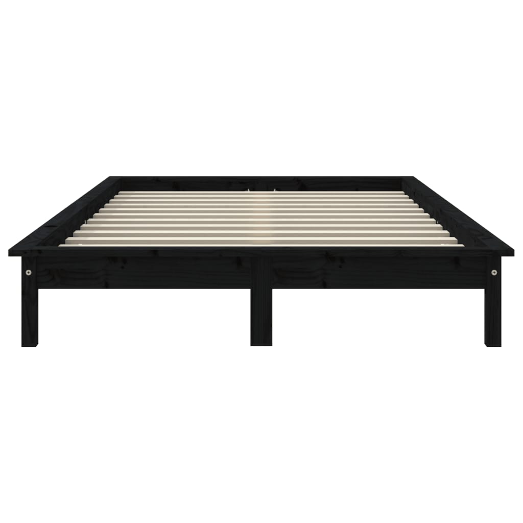 Solid wood bed black 200x200 cm pine