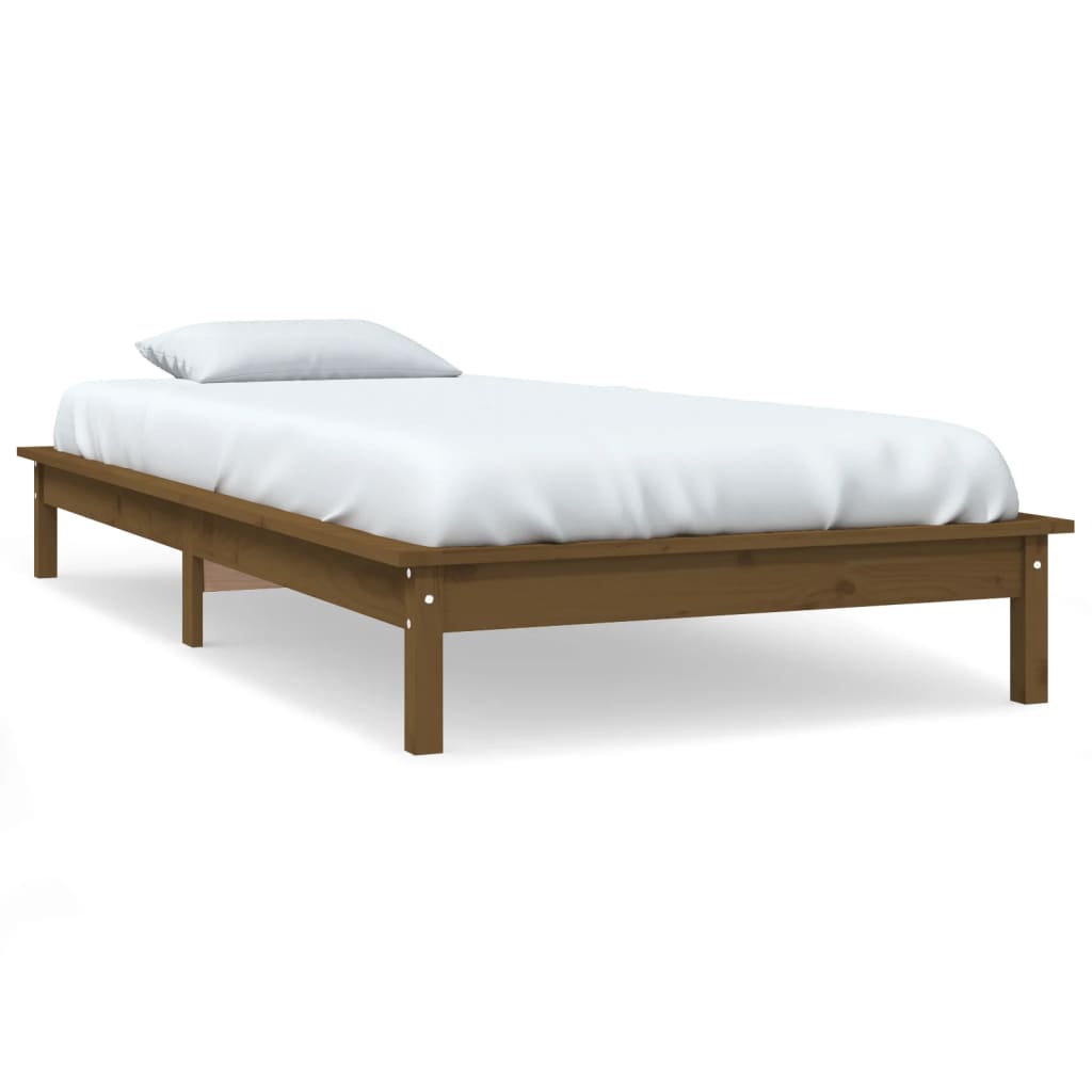 Solid wood bed honey brown 75x190 cm pine