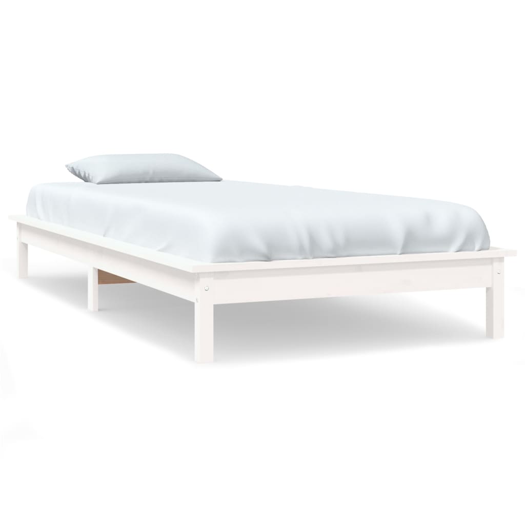 Solid Wood Bed White 90x190 cm Pine