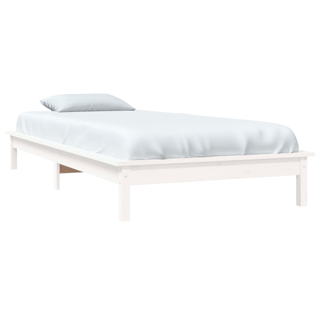 Solid Wood Bed White 90x190 cm Pine