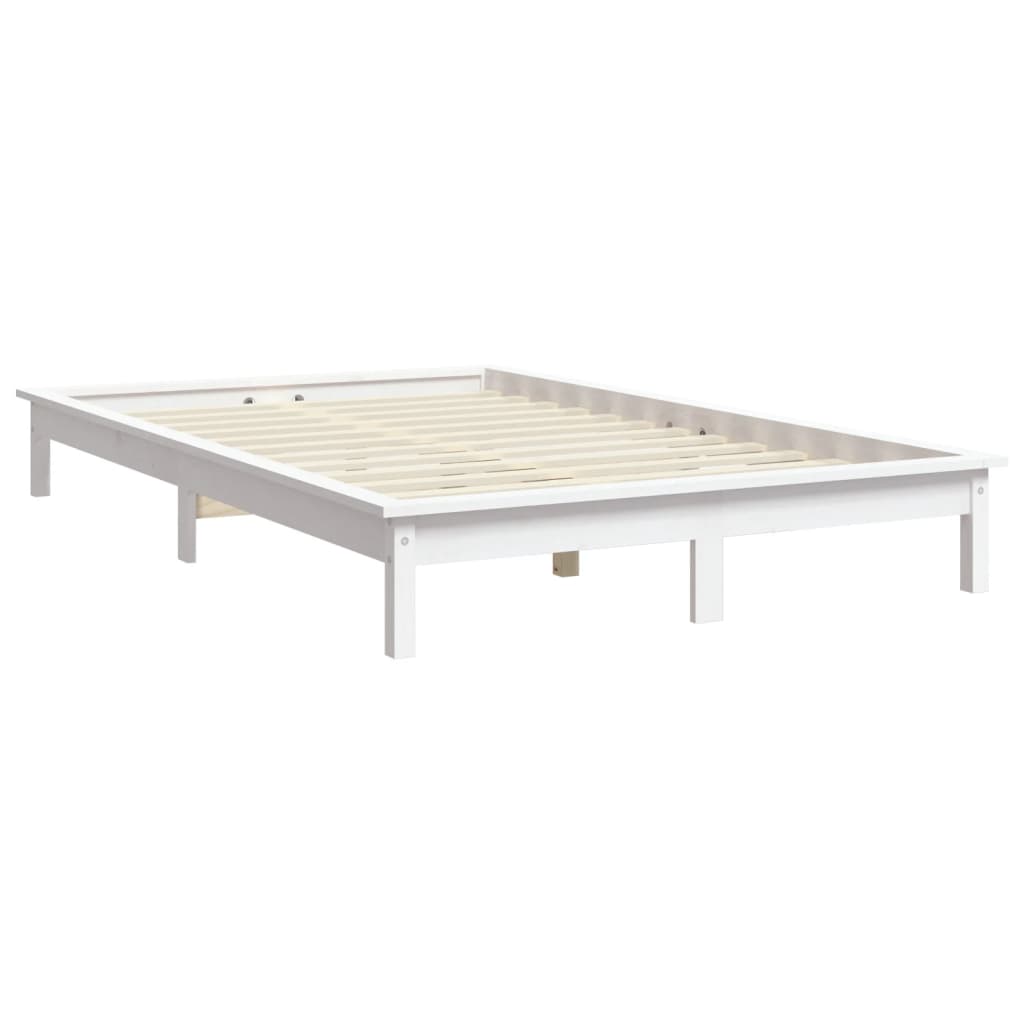 Solid wood bed without mattress white 140x190 cm pinewood