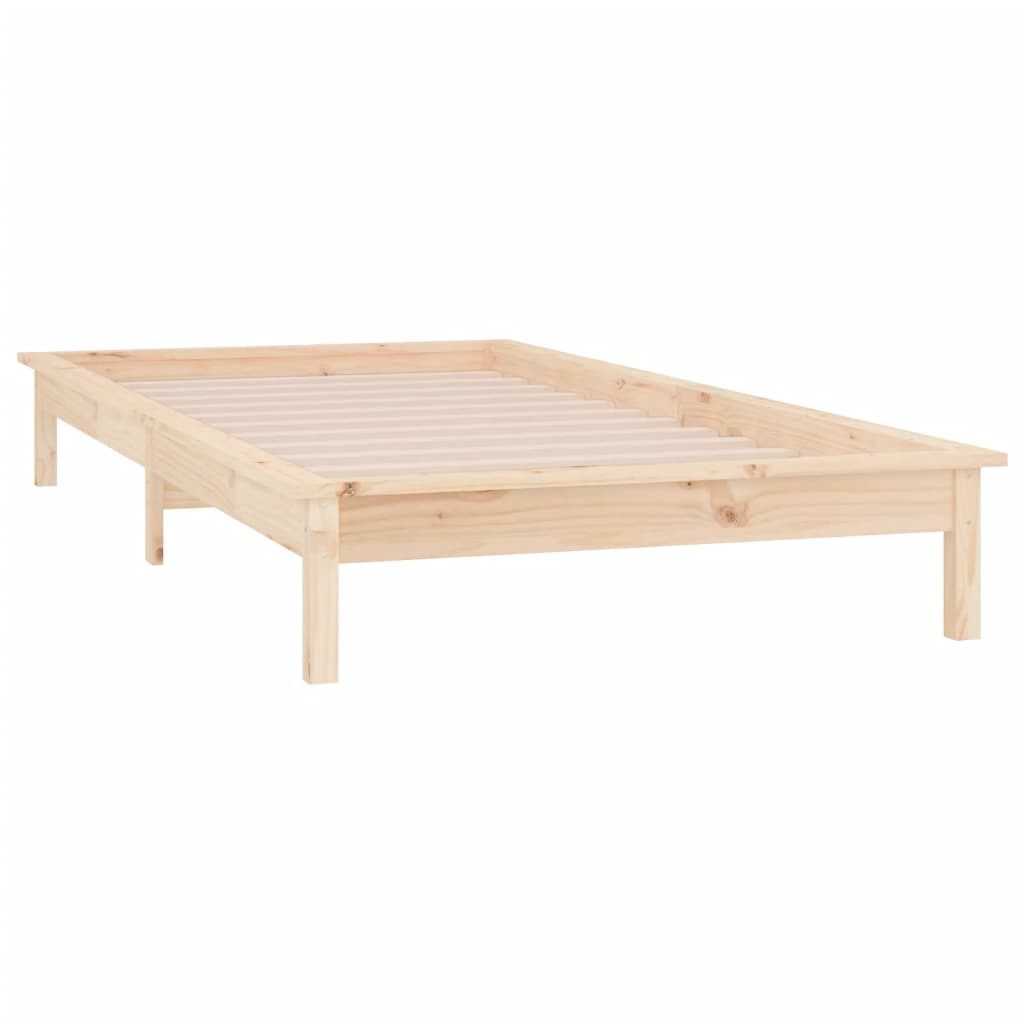 solid wood bed with LEDs 90x200 cm