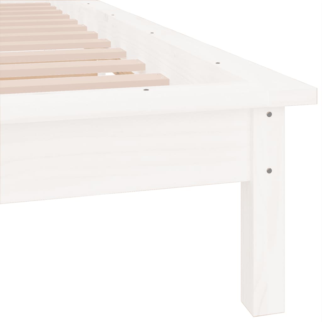 Solid wood bed with LED lighting White 100x200 cm