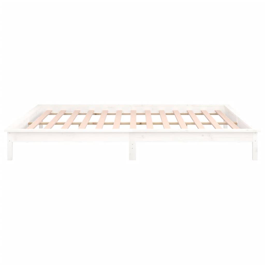 Solid wood bed with LED lighting White 120x200 cm