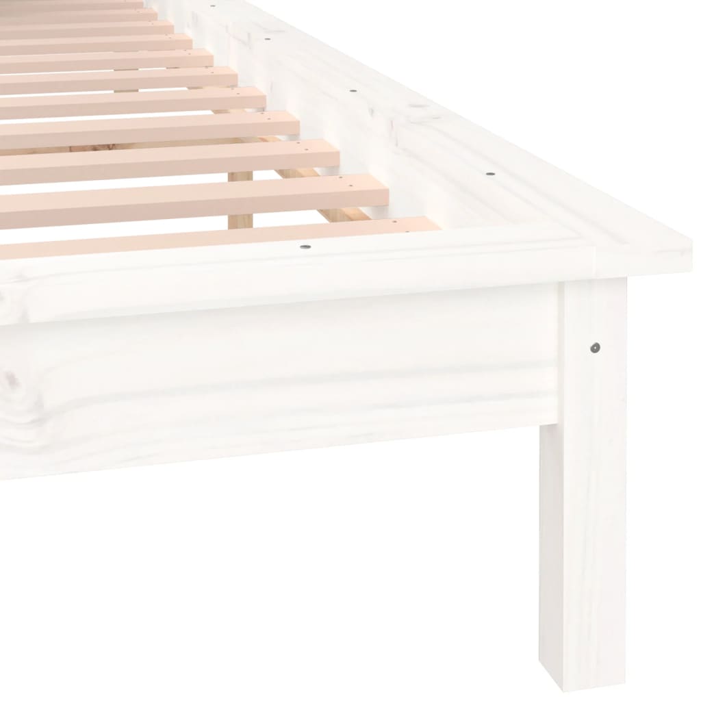 Solid wood bed with LED lighting White 120x200 cm