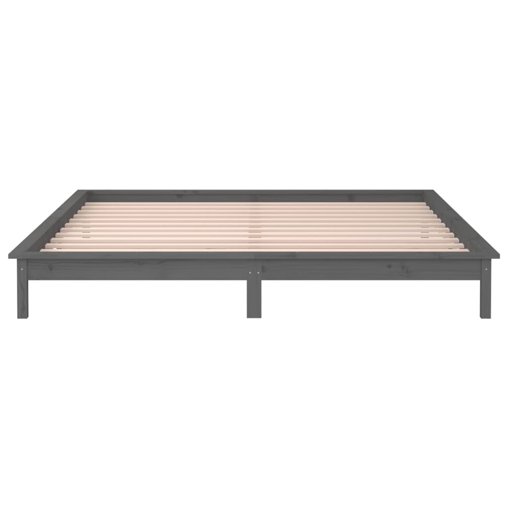 Solid wood bed with LED lighting Grey 120x200 cm