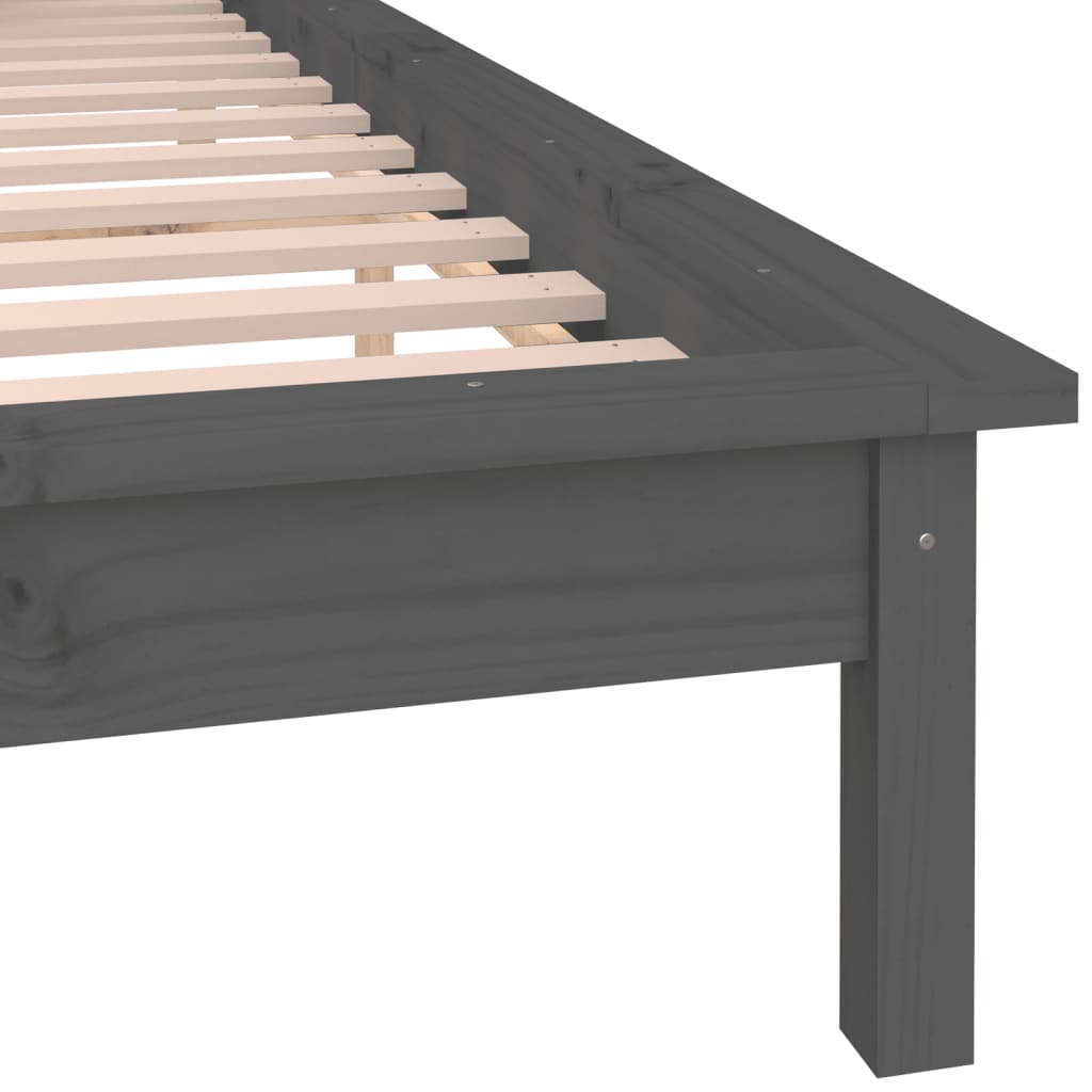 Solid wood bed with LED lighting Grey 120x200 cm