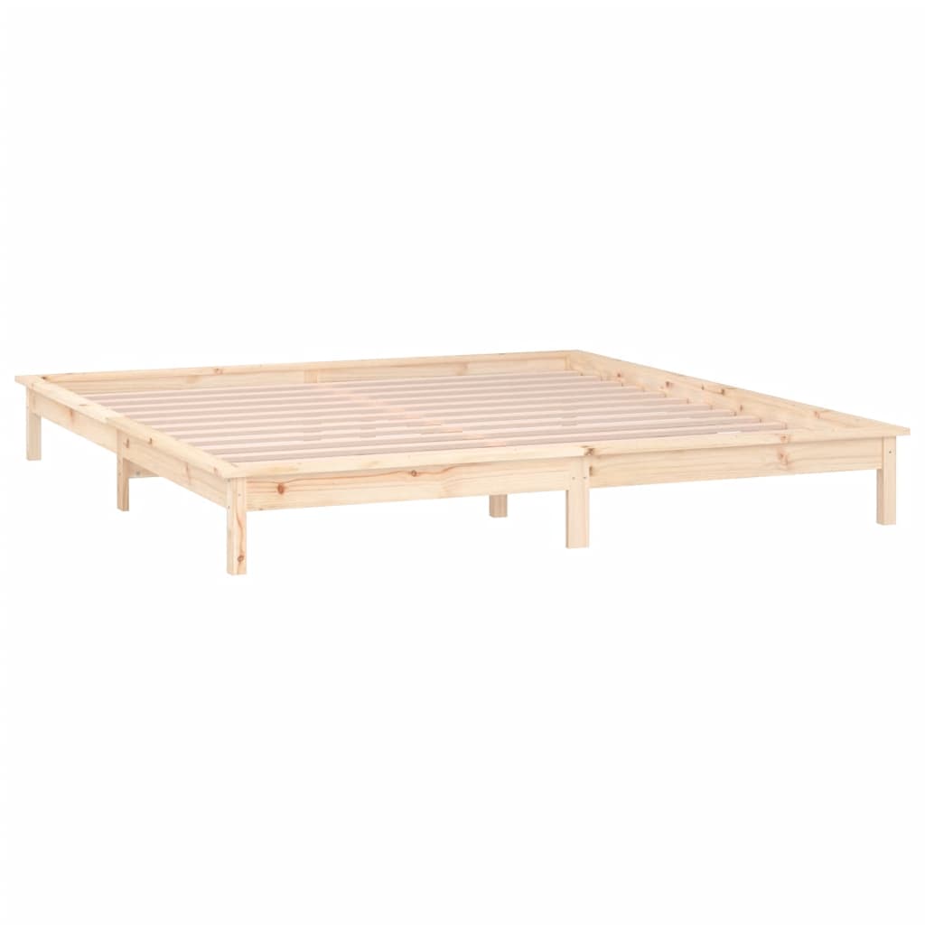 solid wood bed with LEDs 150x200 cm