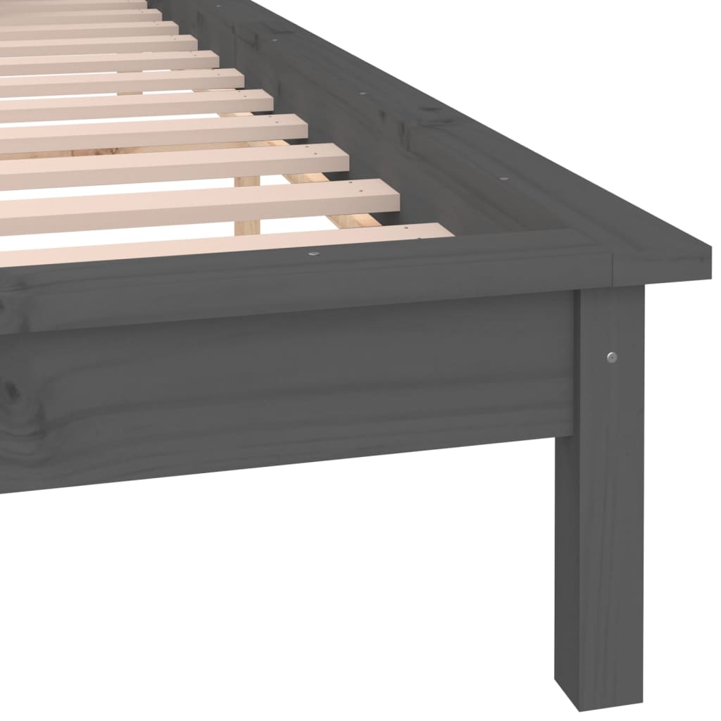 Solid wood bed with LEDs Grey 160x200 cm