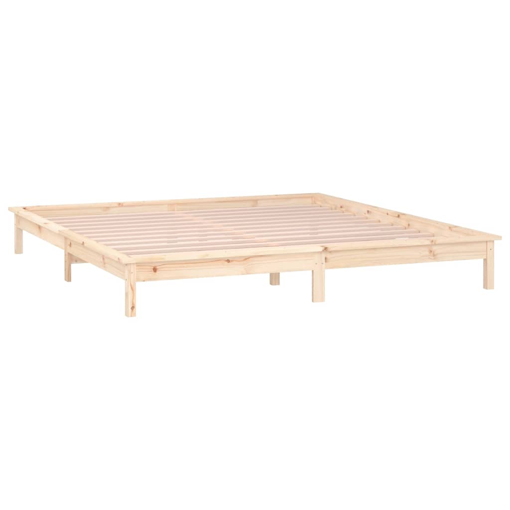 solid wood bed with LEDs 200x200 cm