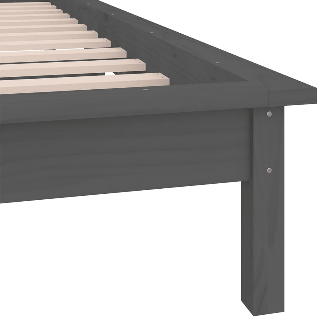 Solid wood bed with LEDs Grey 75x190 cm